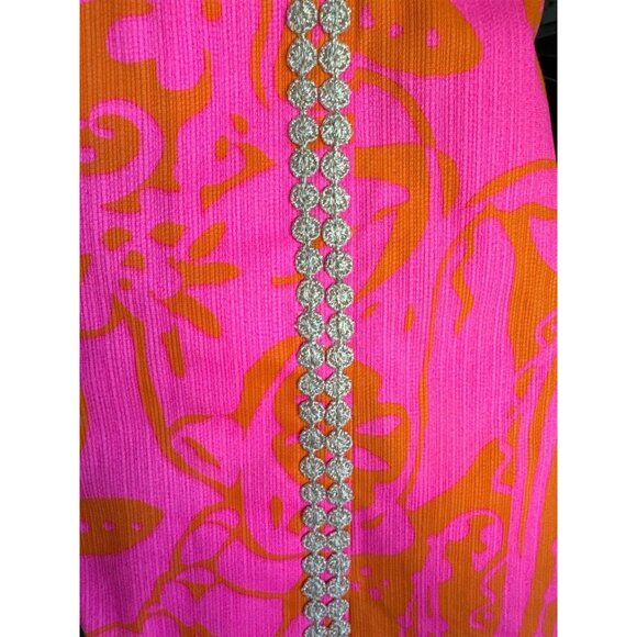 Lilly Pulitzer Hot Pink/Orange With Gold Accents 2015 Seaesta Romper Size 4 - Picture 6 of 14